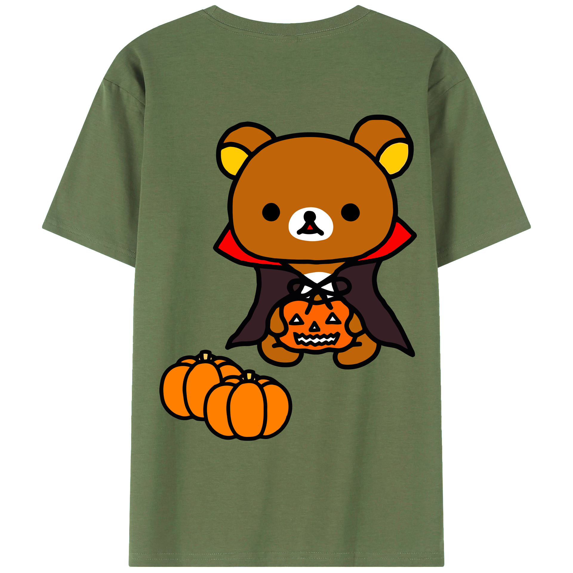 （画像用） リラックマ リラックマ キイロイトリ Rilakkuma Korilakkuma Kiiroitori 綿100％ メンズ半袖Tシャツ（バックプリント） 通気性